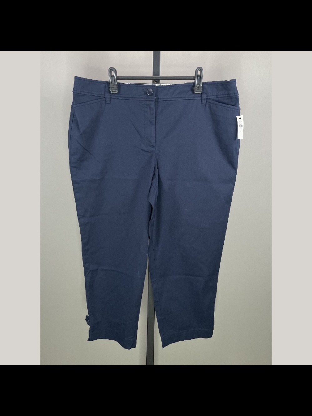 NEW Talbots Pants Womens 16 petite blue straight leg crop preppy casual
